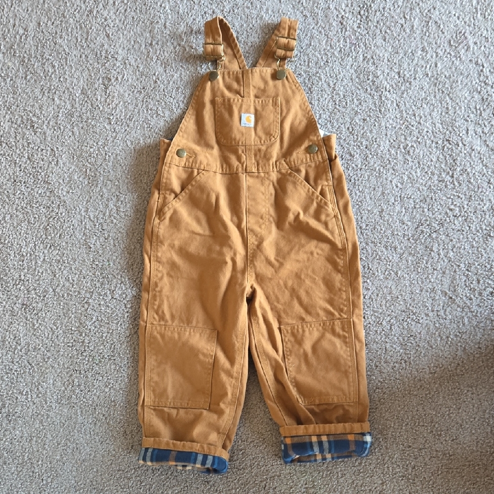 Carhartt Kids Overalls in Tan FLEECE LINED
